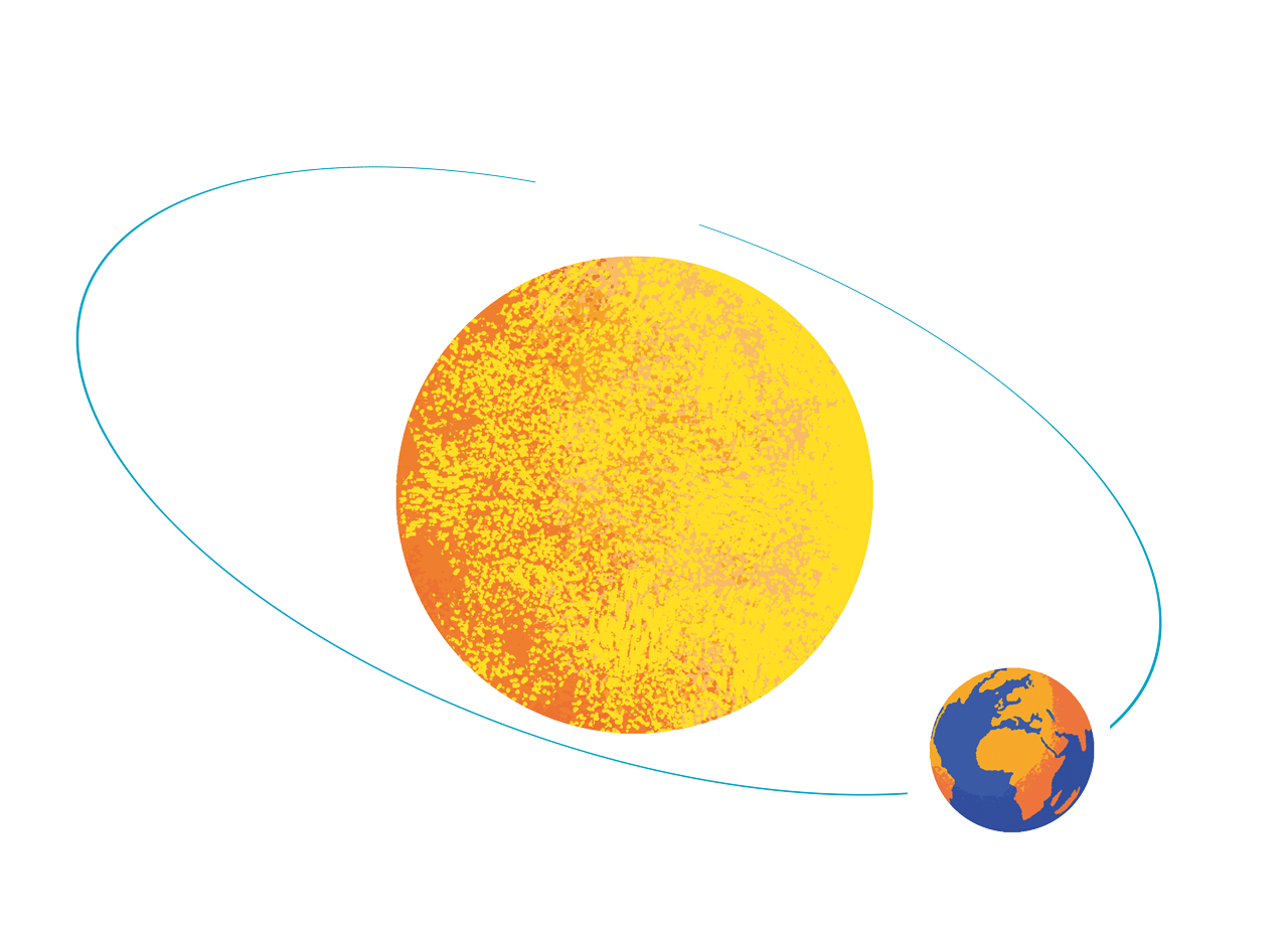 Earth orbiting the sun illustration