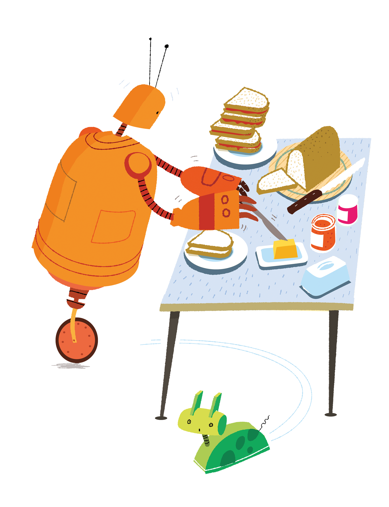 Robot making a sandwich illustration